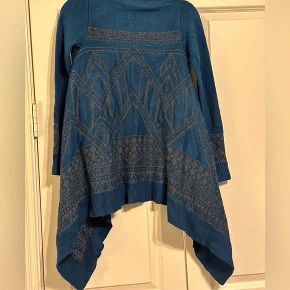 Chunky Oversized Aztec Teal Forever 21 Open Cardigan Size X-Small Boho - Picture 6 of 7
